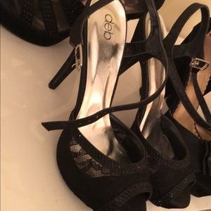 Black lace heels